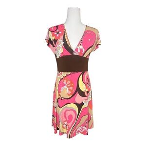 Vintage Y2K does 70s retro colorful dress <3